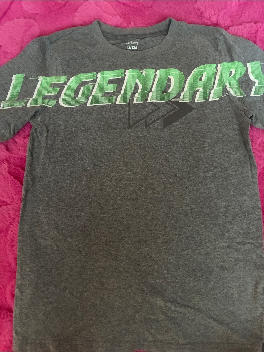 Carter's Gray Short-Sleeve Tee with Green 'LEGENDARY' Graphic